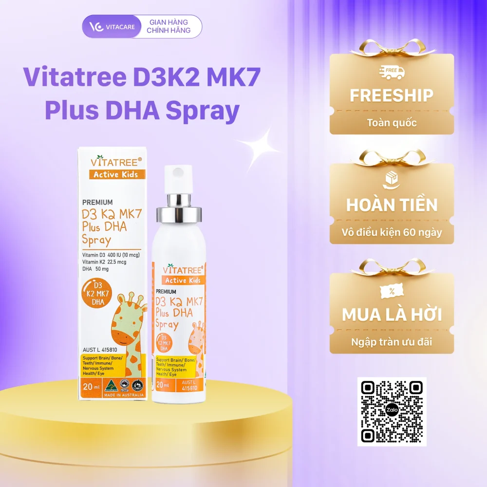 Xịt Vitatree Premium D3K2MK7 Plus DHA