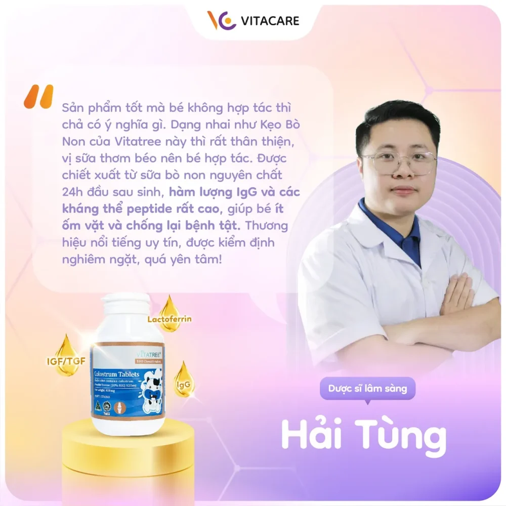 Dược sĩ lâm sàng Hải Tùng đánh giá cao viên sữa bò non Vitatree