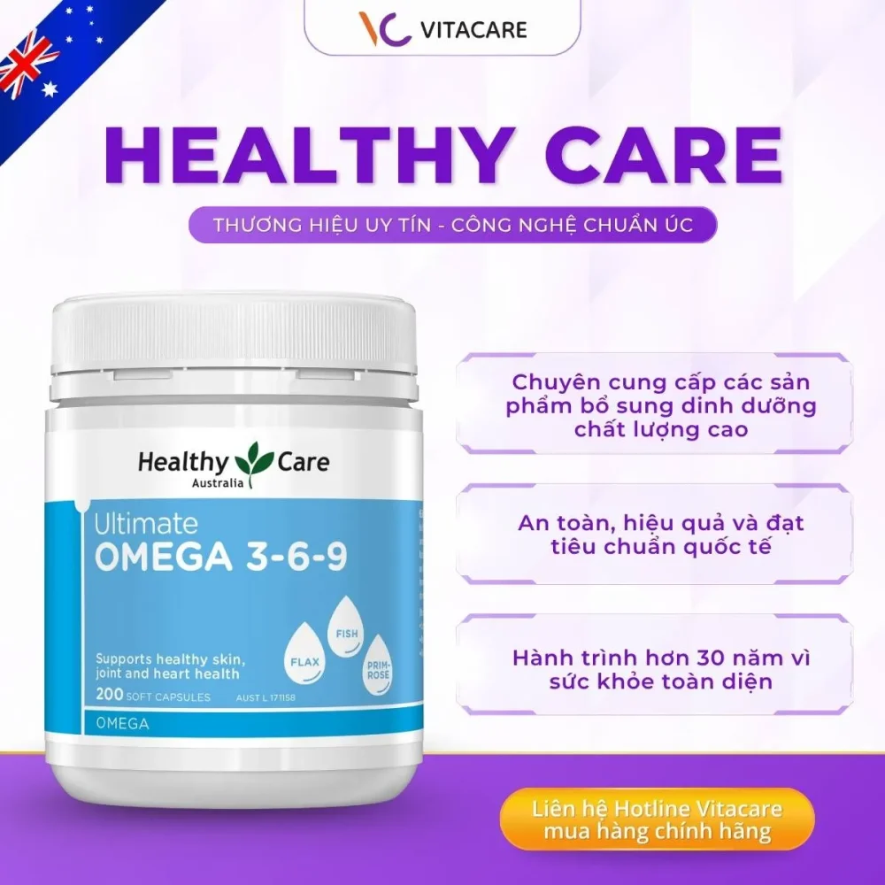 Sản phẩm Healthy Care Omega 3-6-9 – thương hiệu dinh dưỡng Úc, uy tín hơn 30 năm