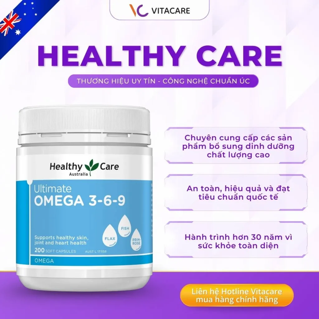Sản phẩm Healthy Care Omega 3-6-9 – thương hiệu dinh dưỡng Úc, uy tín hơn 30 năm