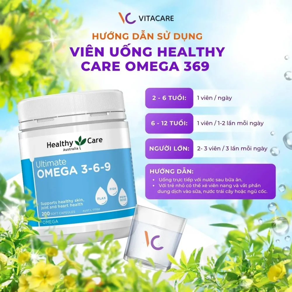 Liều dùng Healthy Care Omega 3-6-9 cho trẻ 2-12 tuổi và người lớn