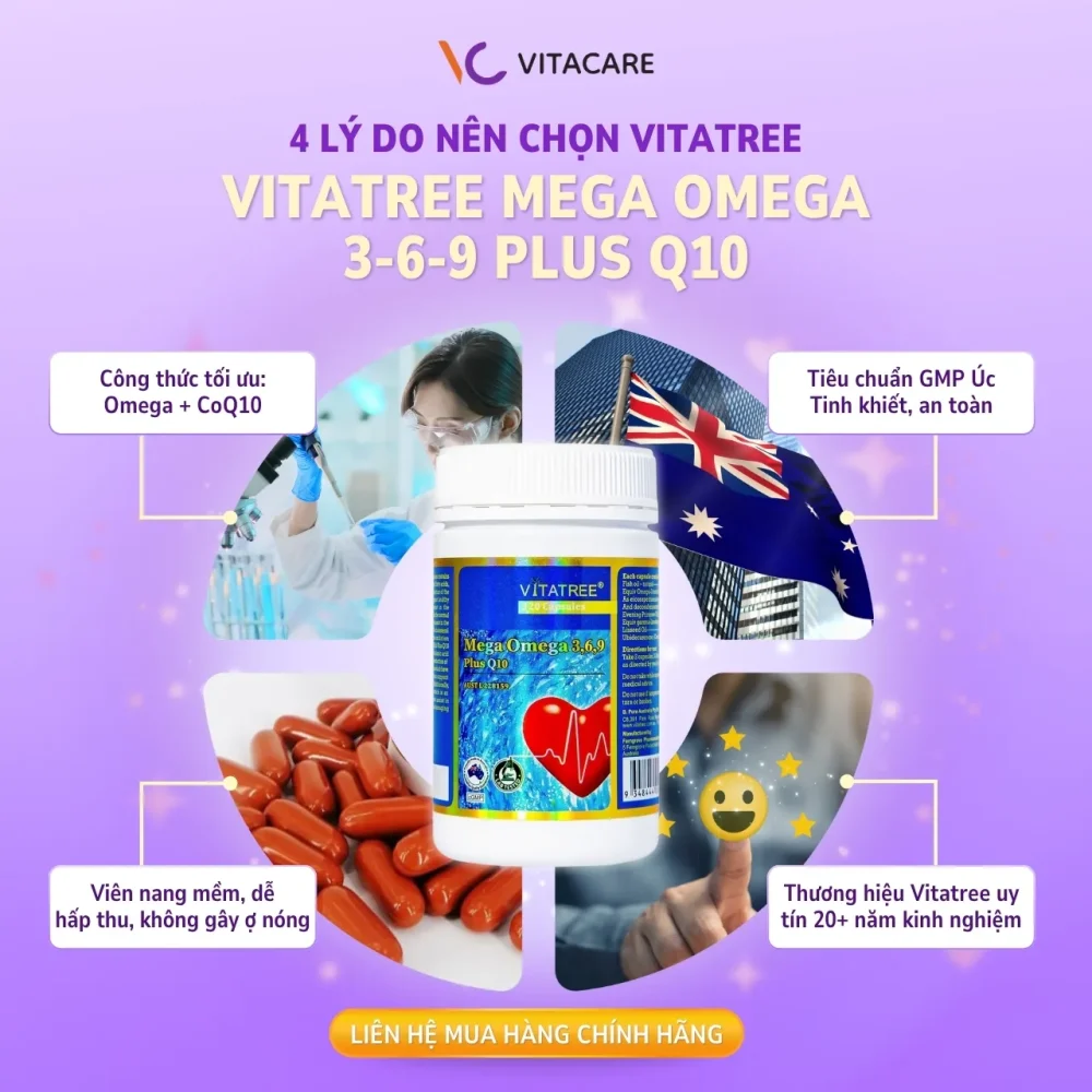 Ưu điểm Vitatree Omega 3-6-9 Plus CoQ10 – Công thức Omega + CoQ10, đạt chuẩn GMP Úc