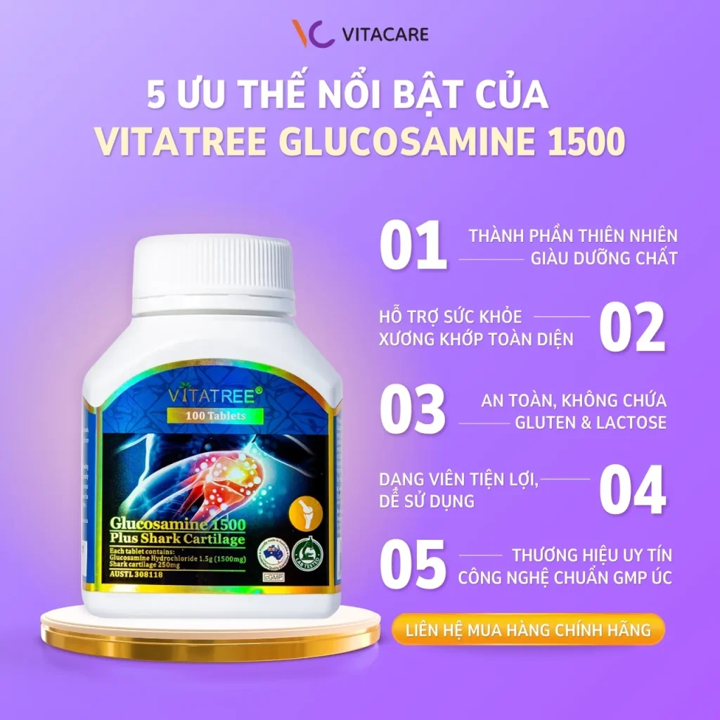 Lợi ích của Vitatree Glucosamine 1500 – bổ sung dưỡng chất, hỗ trợ sức khỏe xương khớp