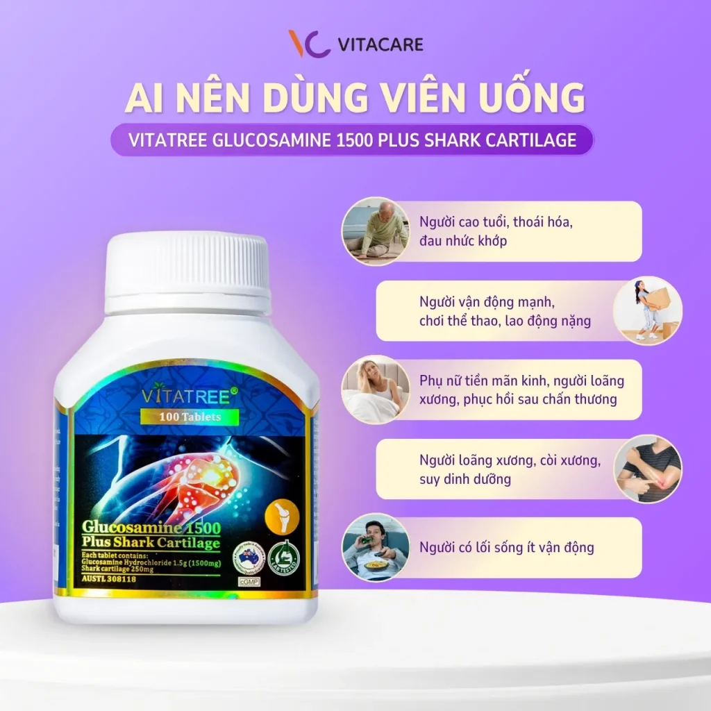 Đối tượng phù hợp sử dụng Vitatree Glucosamine 1500 hỗ trợ xương khớp