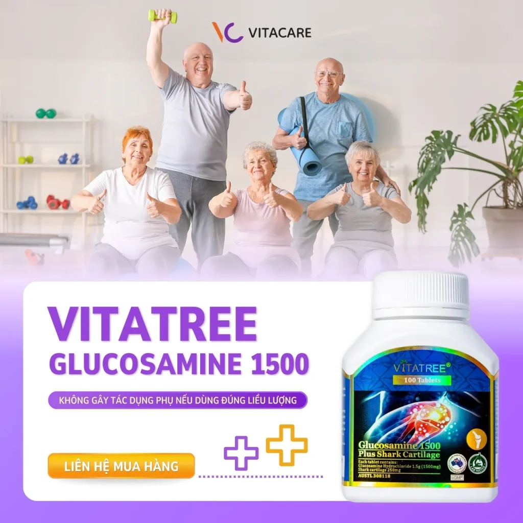 Vitatree Glucosamine 1500 hỗ trợ xương khớp khỏe mạnh cho người cao tuổi