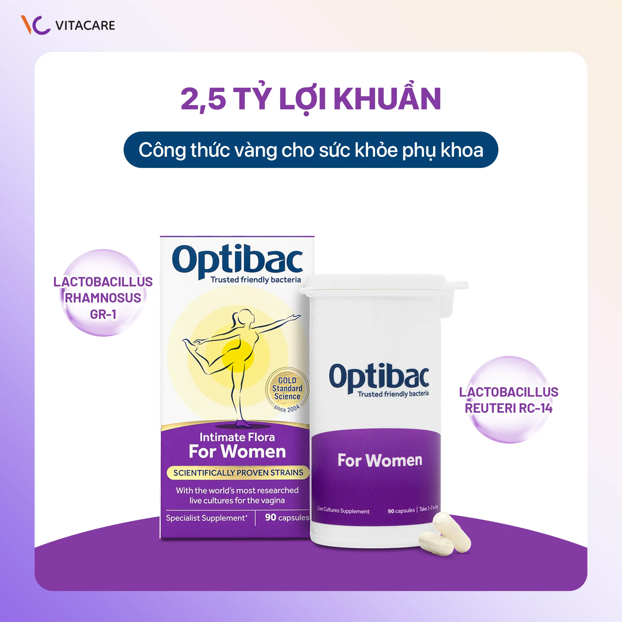 Thành phần Optibac For Women 90 viên Viên uống lợi khuẩn Optibac For Women hỗ trợ cân bằng pH và vi sinh vùng kín cho phụ nữ