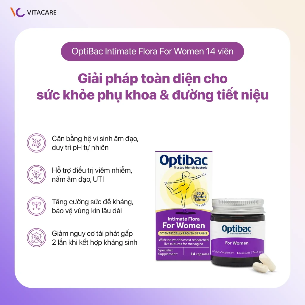 Công dụng Optibac Intimate Flora For Women  Công dụng Optibac Intimate Flora For Women hỗ trợ viêm nhiễm, nấm âm đạo, UTI