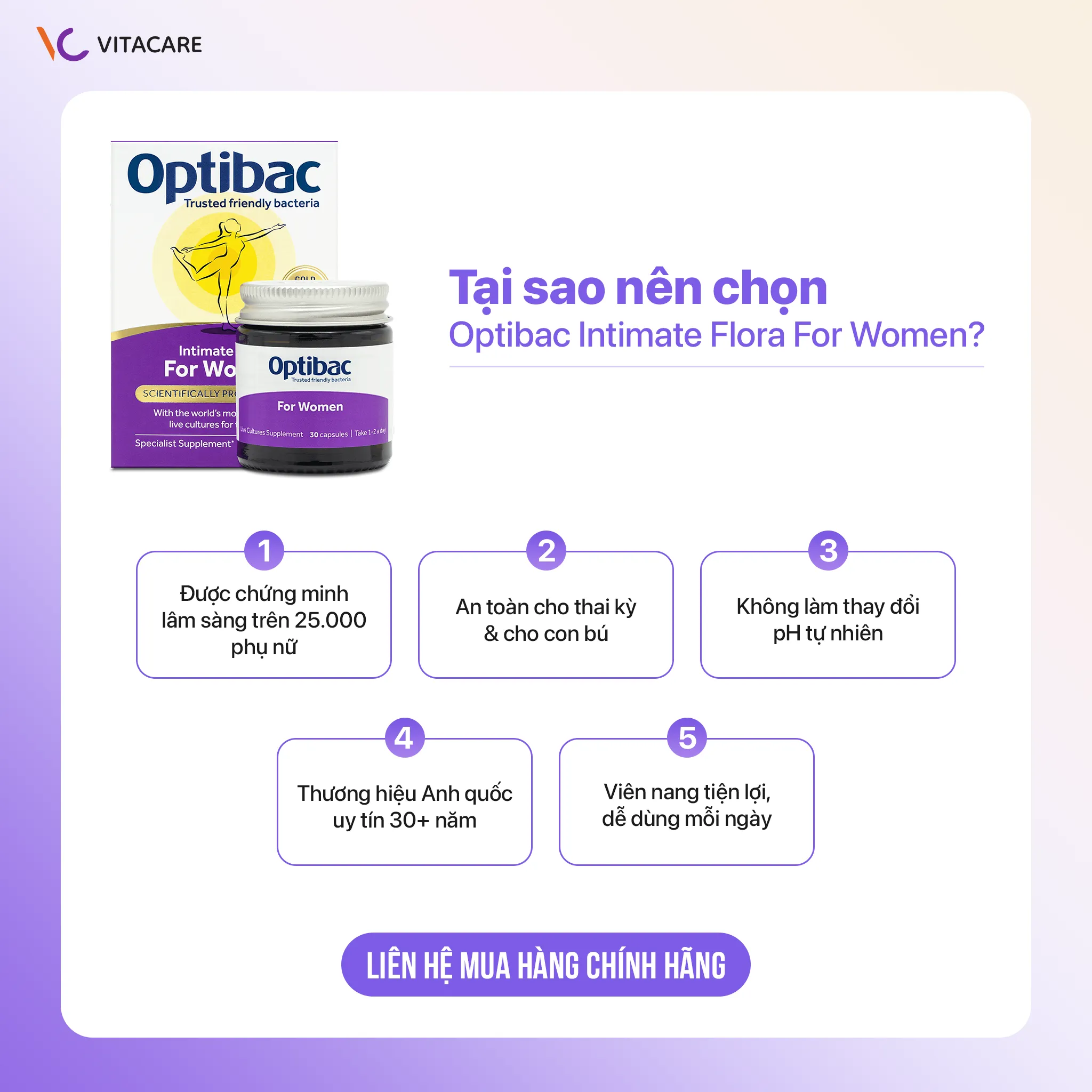 Tại sao nên chọn Optibac Intimate Flora For Women? Ưu điểm viên uống Optibac For Women – an toàn cho thai kỳ, thương hiệu Anh quốc uy tín