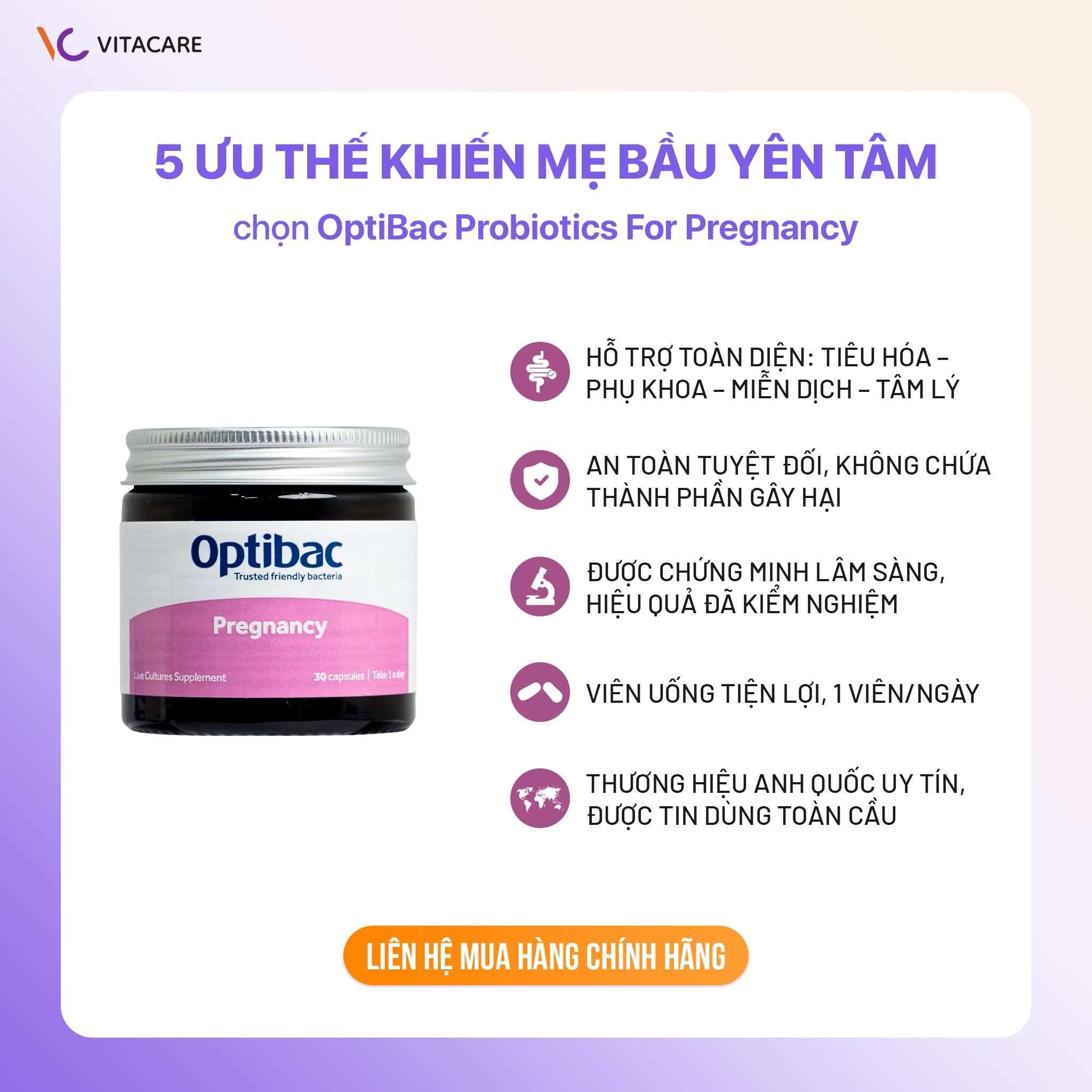 5 ưu thế khiến mẹ bầu tin chọn Optibac Probiotics For Pregnancy Viên uống lợi khuẩn Optibac For Pregnancy – an toàn, tiện lợi và được kiểm nghiệm lâm sàng