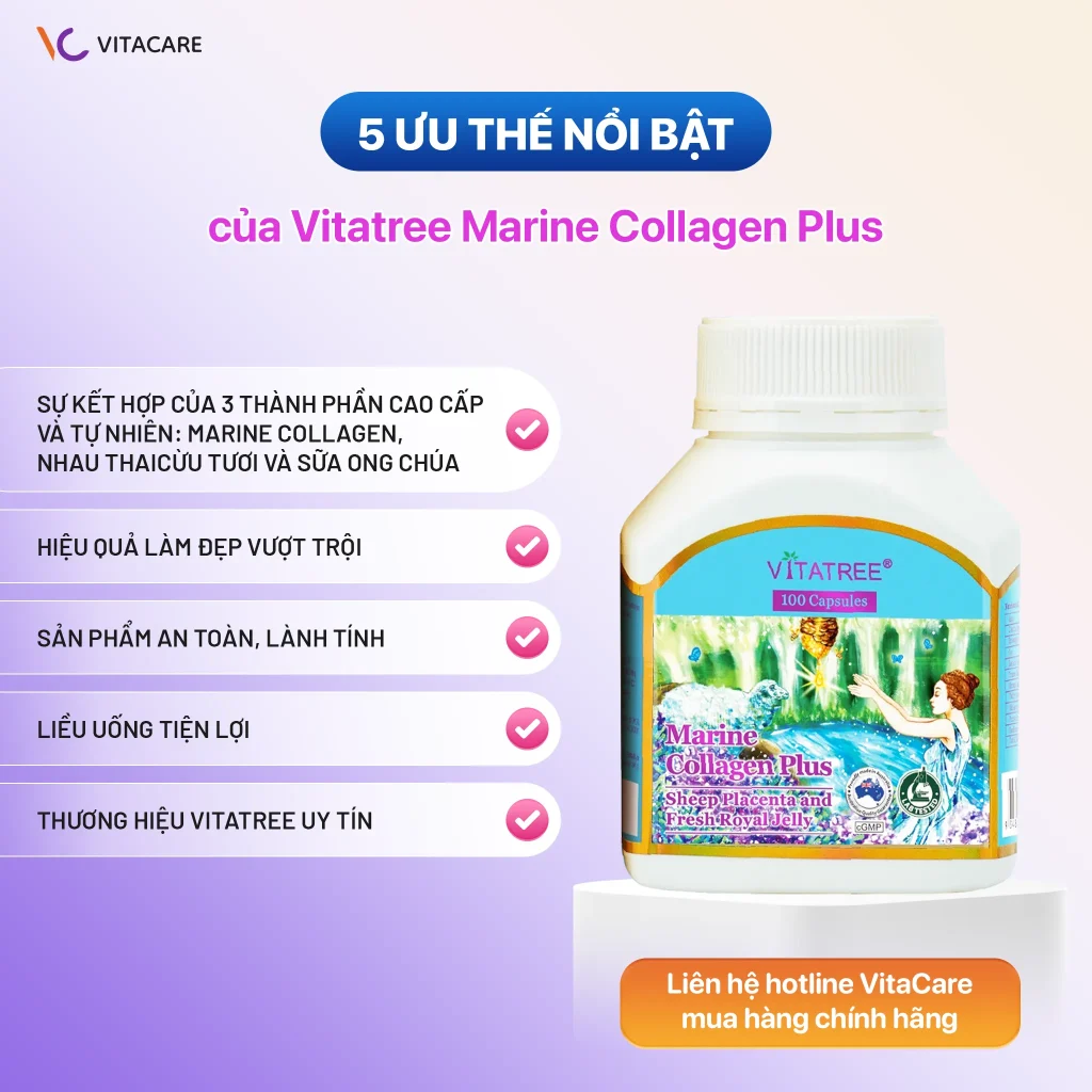 Ưu điểm nổi bật của Vitatree Marine Collagen Plus 100 viên chính hãng