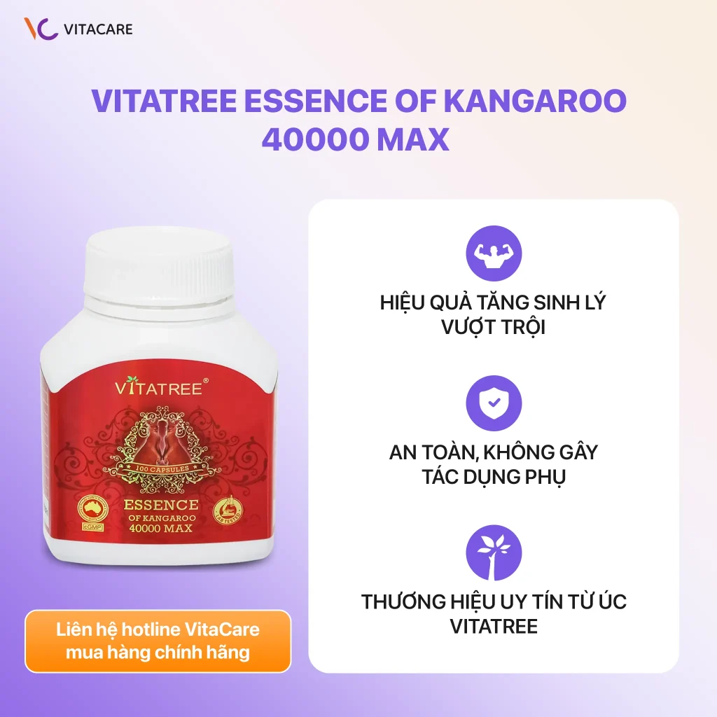 Ưu điểm nổi bật Vitatree Essence Of Kangaroo 40000 Max: tăng sinh lý vượt trội, an toàn, thương hiệu uy tín từ Úc