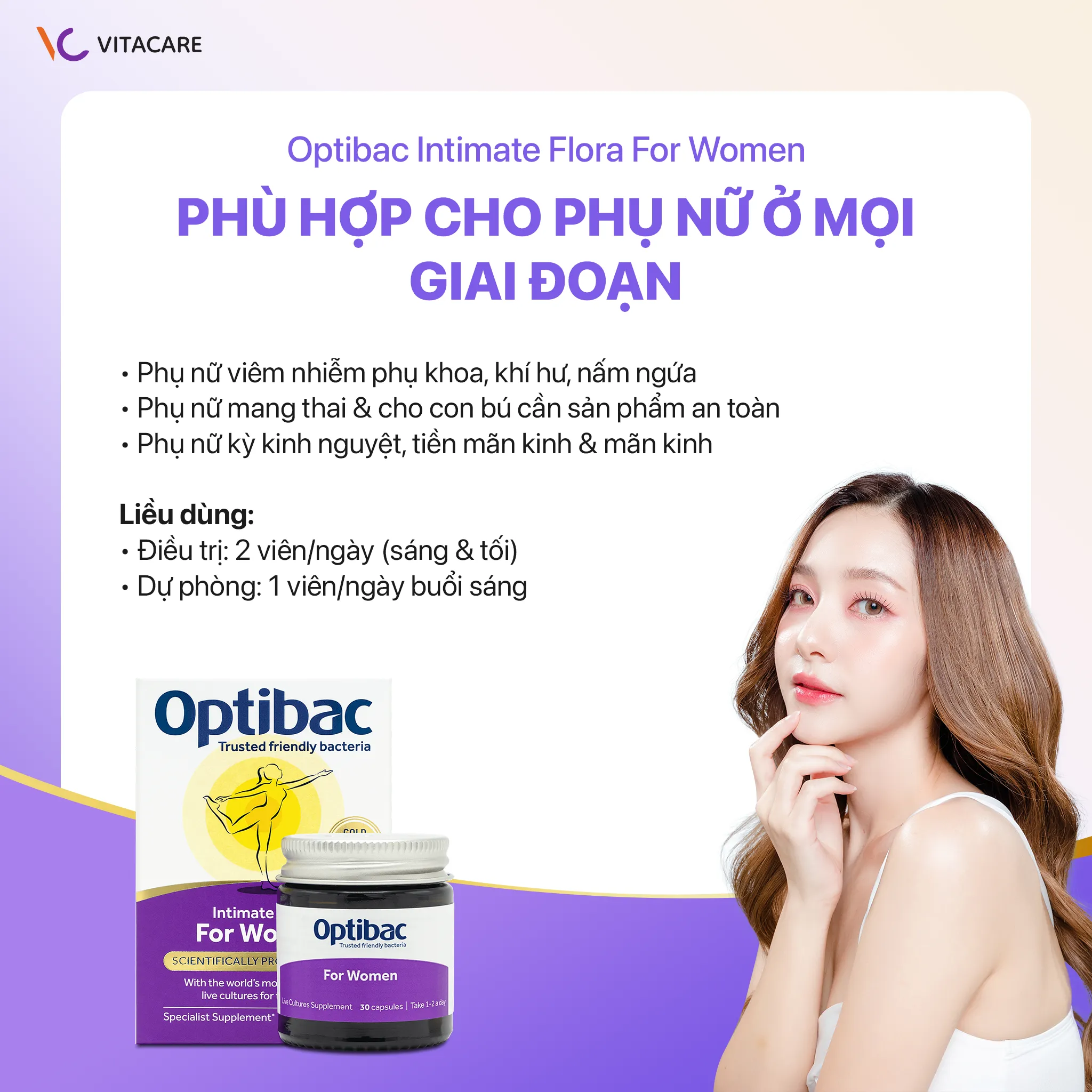 Hướng dẫn sử dụng Optibac For Women  Viên uống lợi khuẩn Optibac For Women cho phụ nữ viêm nhiễm, mang thai, tiền mãn kinh