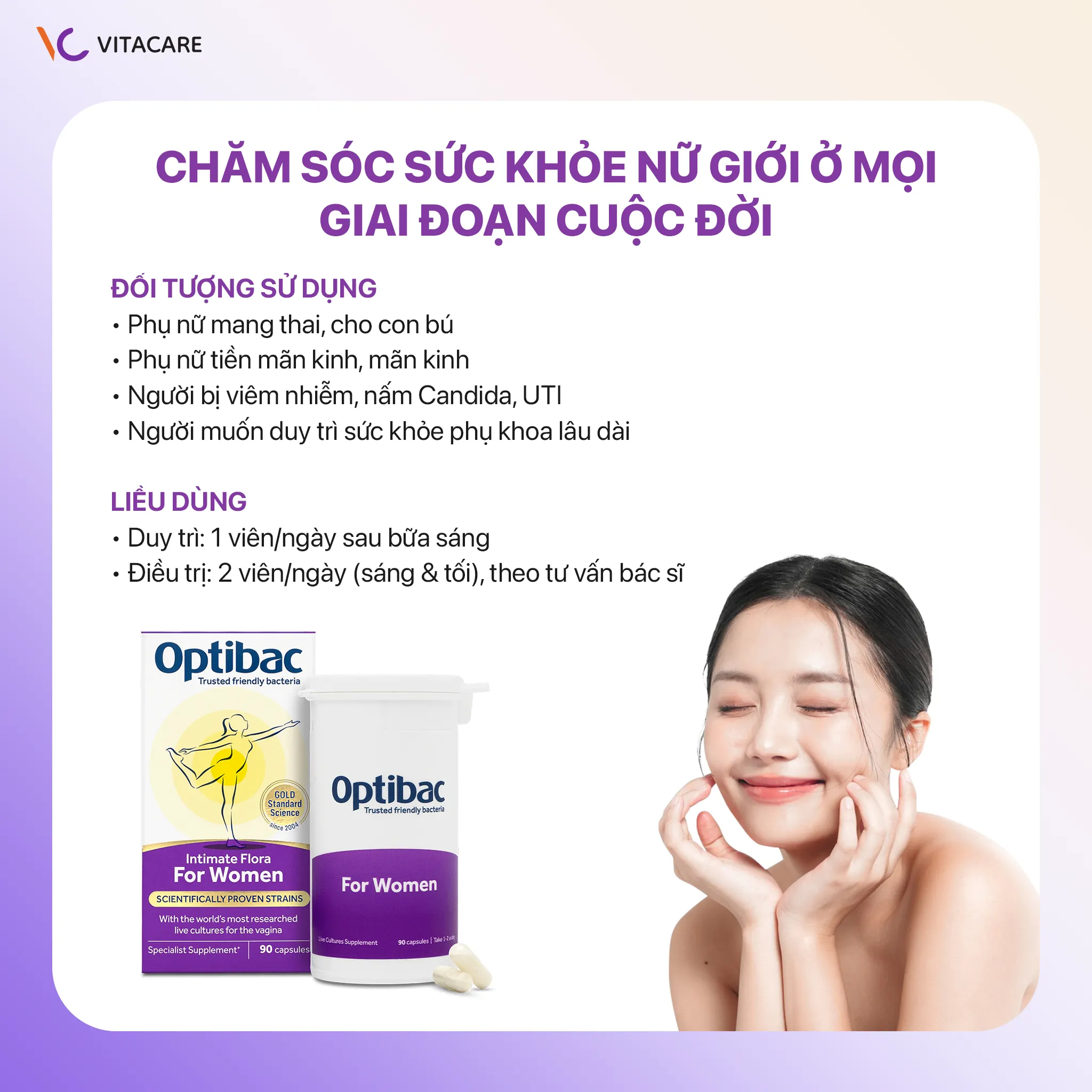Hướng dẫn sử dụng Optibac For Women Viên uống Optibac For Women giúp phụ nữ mang thai, cho con bú, tiền mãn kinh duy trì sức khỏe phụ khoa