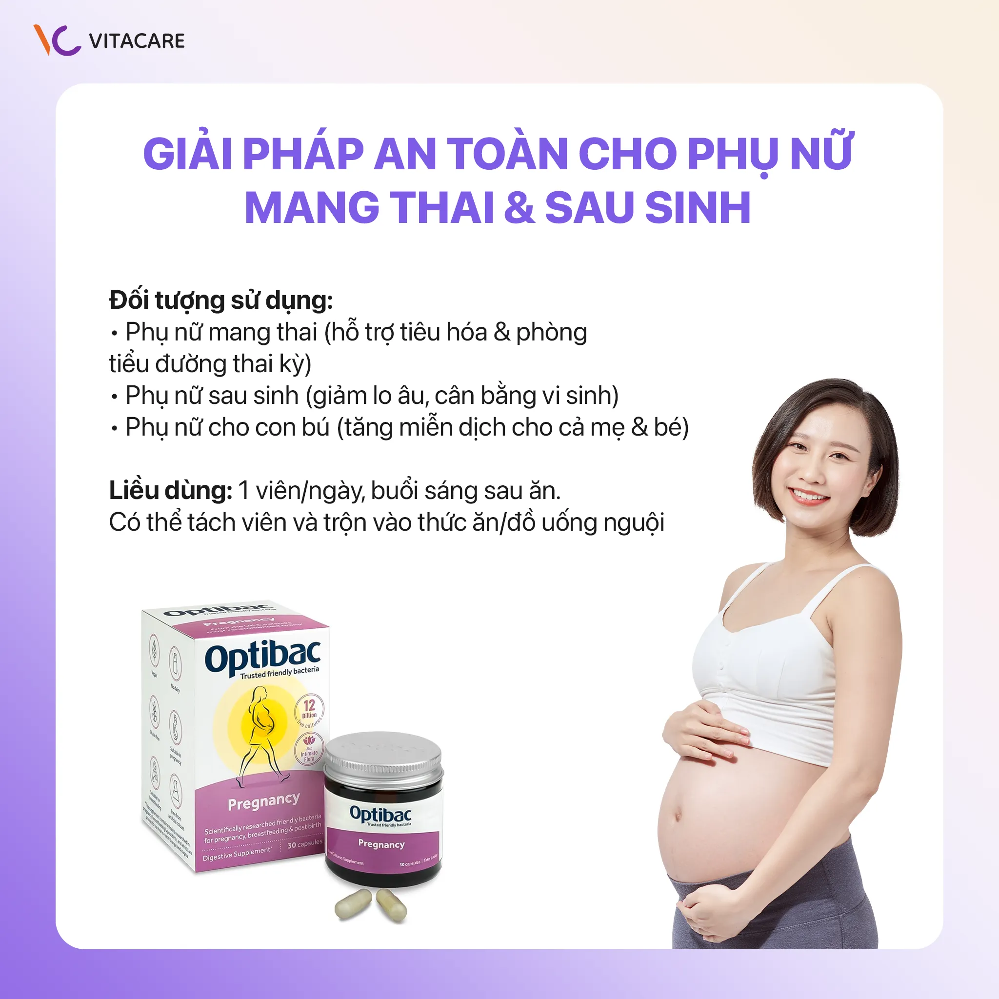 Hướng dẫn sử dụng Optibac For Pregnancy  Men vi sinh Optibac For Pregnancy hỗ trợ mẹ bầu, mẹ sau sinh và cho con bú tăng miễn dịch