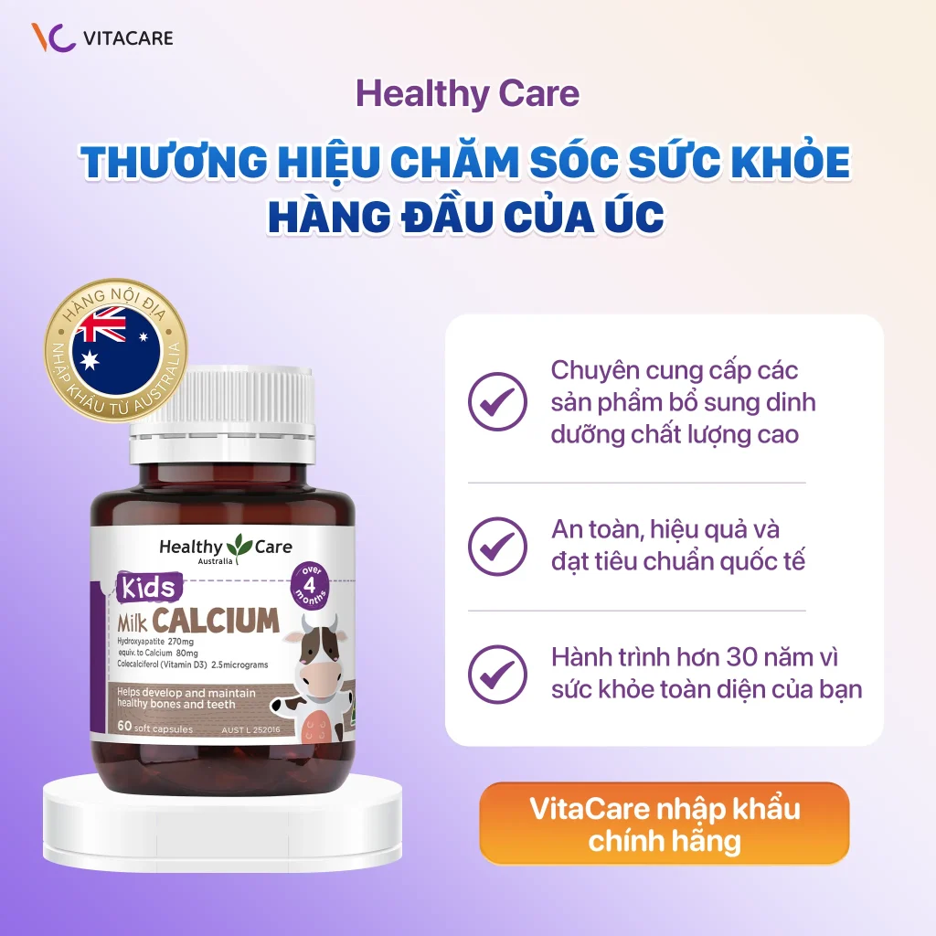 Healthy Care – Thương hiệu Úc uy tín hơn 30 năm, cung cấp sản phẩm dinh dưỡng đạt tiêu chuẩn quốc tế, an toàn và hiệu quả, nhập khẩu chính hãng tại Vitacare.