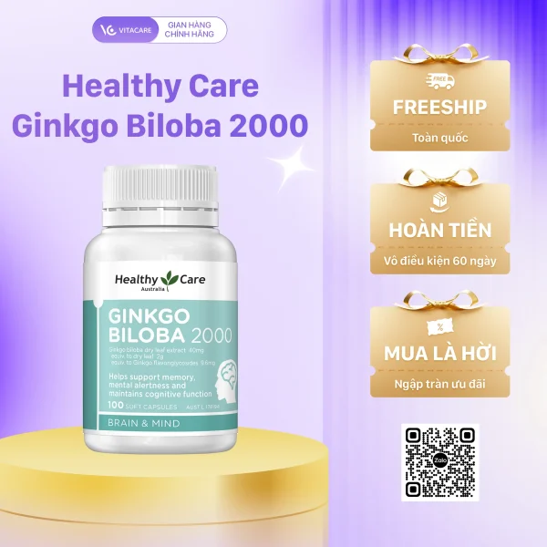 Healthy Care Ginkgo Biloba 2000 - Bổ Não 100 viên