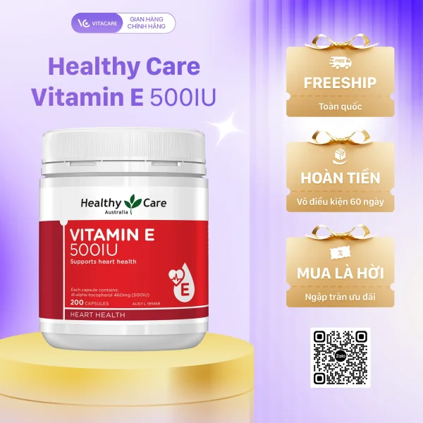 Viên uống Healthy Care Vitamin E 500IU