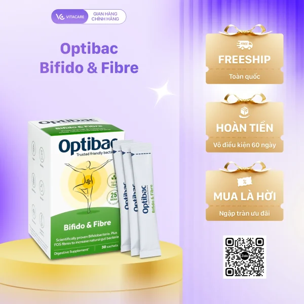 OptiBac Probiotics Bifido & Fibre 30 gói (OptiBac xanh lá)