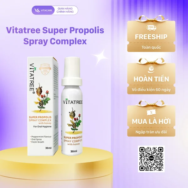 Xịt họng keo ong Vitatree Super Propolis Spray