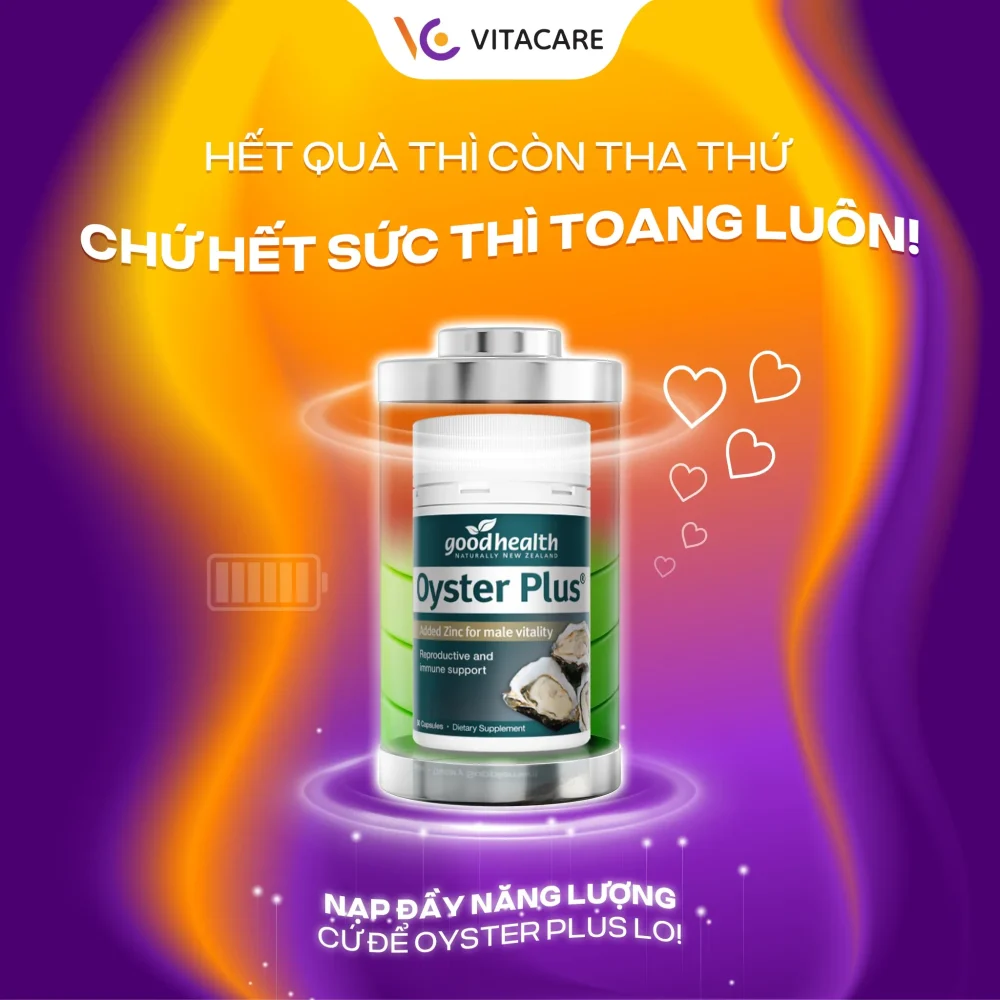 Hình ảnh sản phẩm Goodhealth Oyster Plus – viên uống bổ sung kẽm từ hàu giúp nạp đầy năng lượng, cải thiện sinh lý nam, hỗ trợ miễn dịch và tăng cường sức khỏe toàn diện.