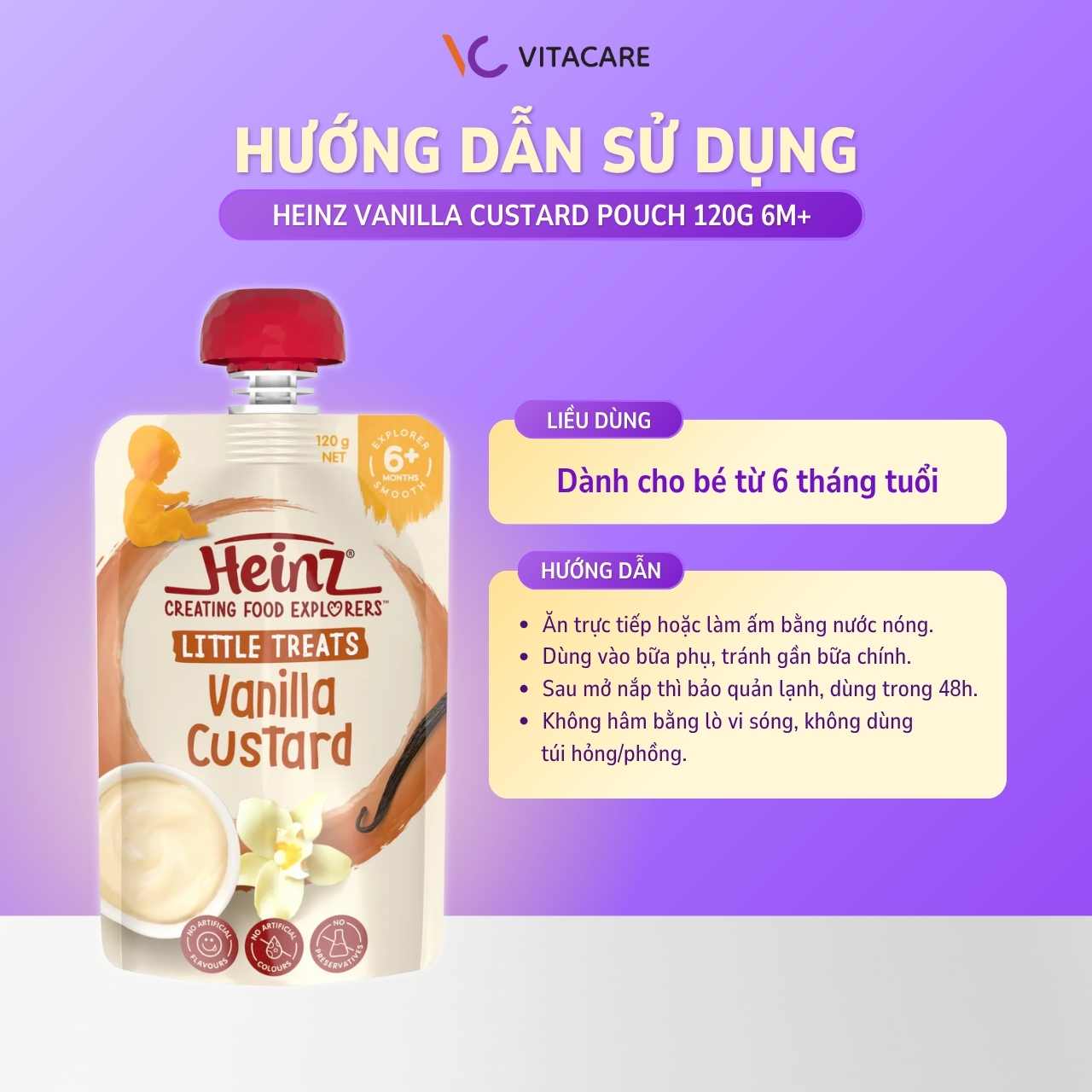 Hướng dẫn sử dụng Heinz Vanilla Custard Pouch cho bé Cách cho bé ăn Heinz Vanilla Custard đúng cách và an toàn