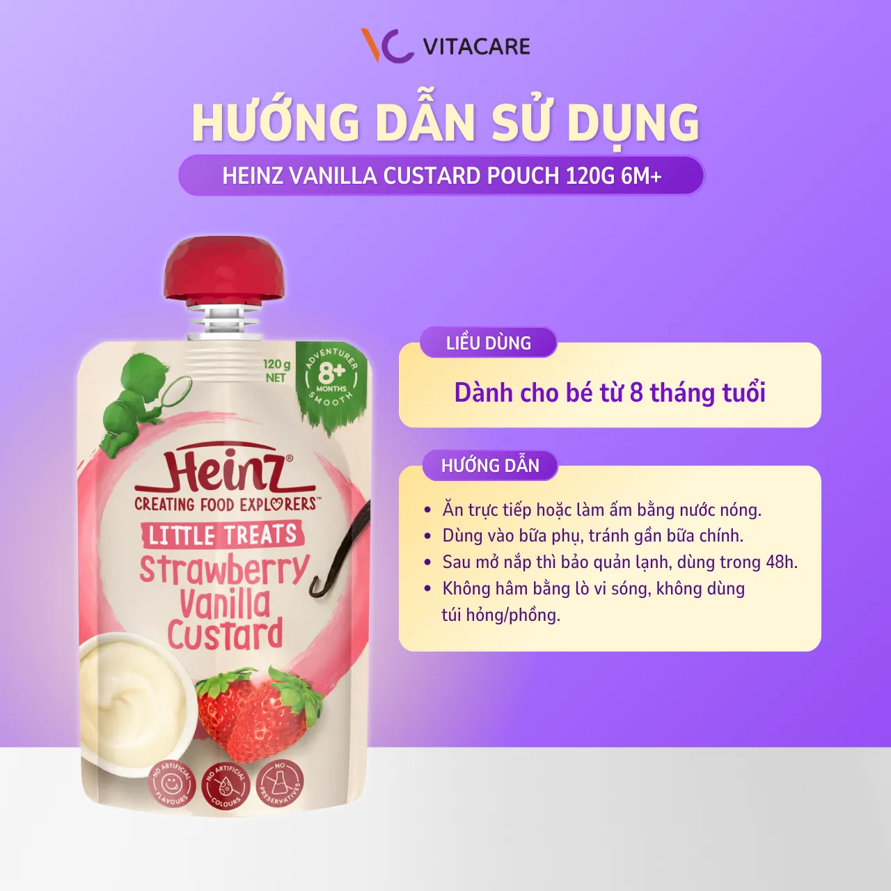 Hướng dẫn sử dụng Heinz Strawberry & Vanilla Custard đúng cách Cách cho bé ăn Heinz Strawberry Vanilla Custard an toàn và bảo quản đúng chuẩn