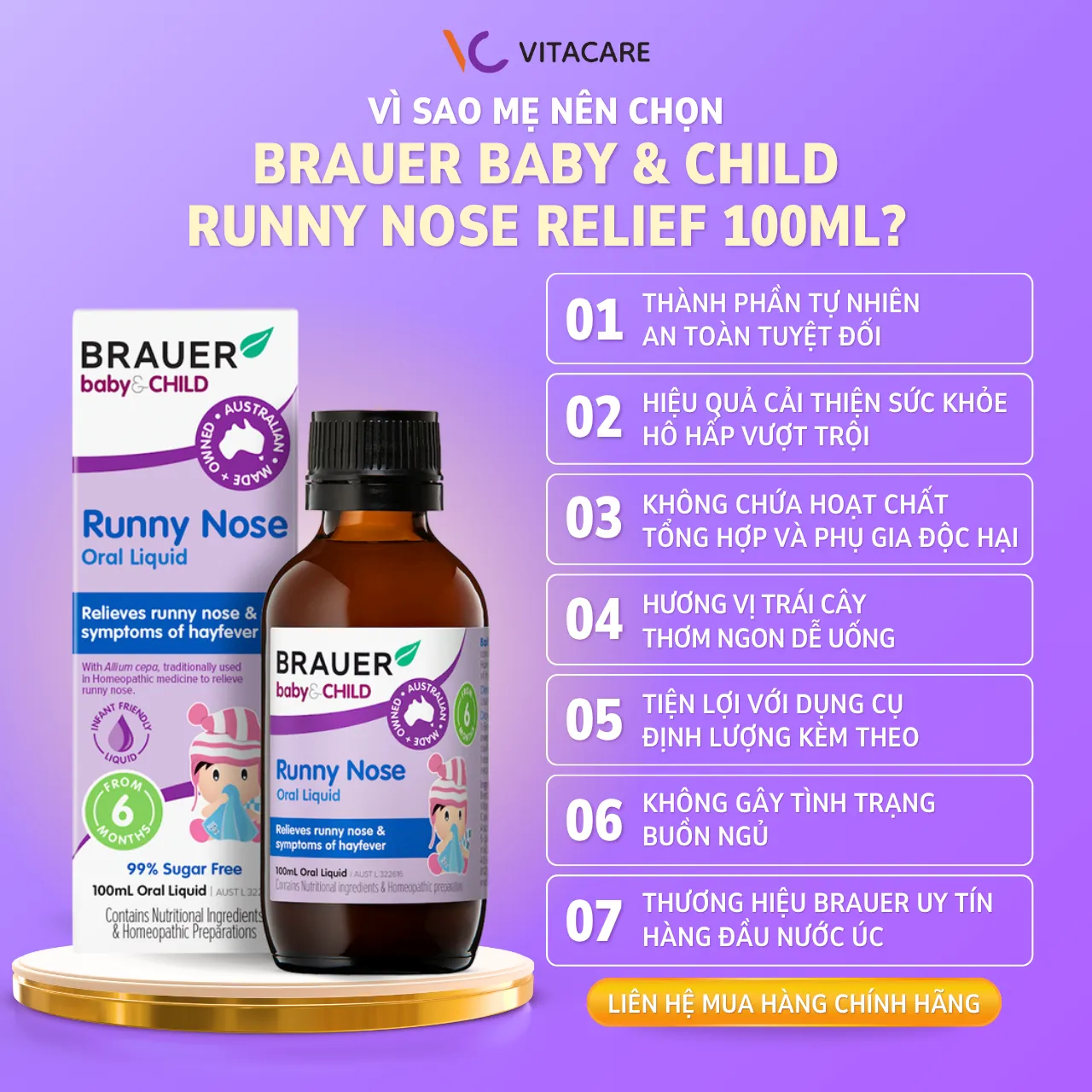 Vì sao mẹ nên chọn Brauer Baby & Child Runny Nose Relief 100ml? Ưu điểm của Brauer Runny Nose Relief – siro thiên nhiên cho bé giảm sổ mũi, dễ uống, an toàn tuyệt đối
