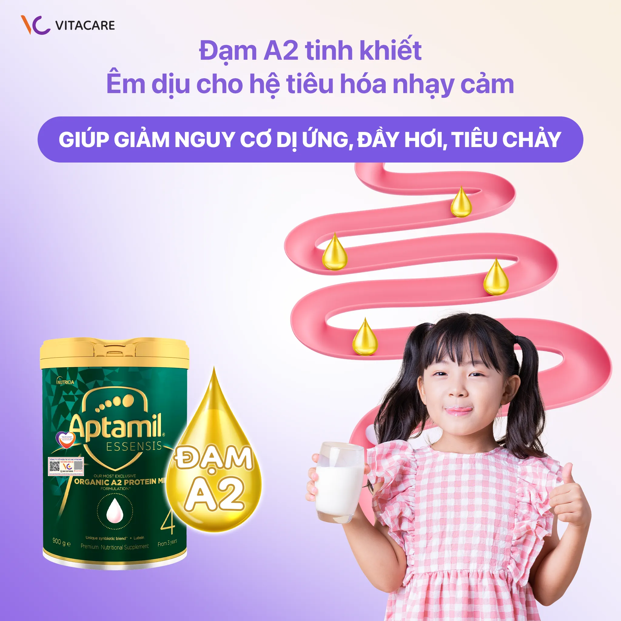 Đạm A2 tinh khiết, êm dịu cho hệ tiêu hóa nhạy cảm Đạm A2 tinh khiết, êm dịu cho hệ tiêu hóa nhạy cảm