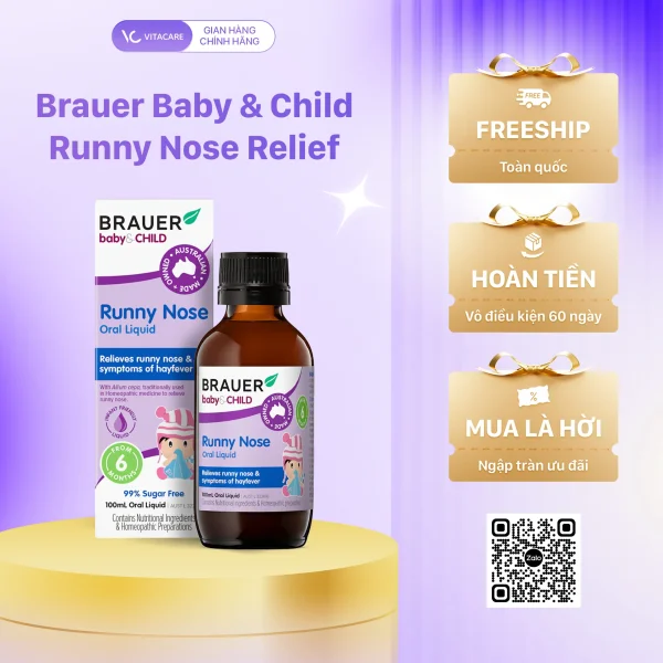 Siro Brauer Baby & Child Runny Nose Relief 100ml giảm sổ mũi cho bé từ 6 tháng tuổi