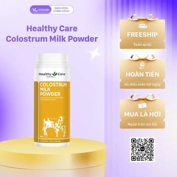 Healthy Care Colostrum Milk Powder 300g – Sữa non Úc bổ sung kháng thể IgG, hỗ trợ miễn dịch và sức khỏe cho cả gia đình.