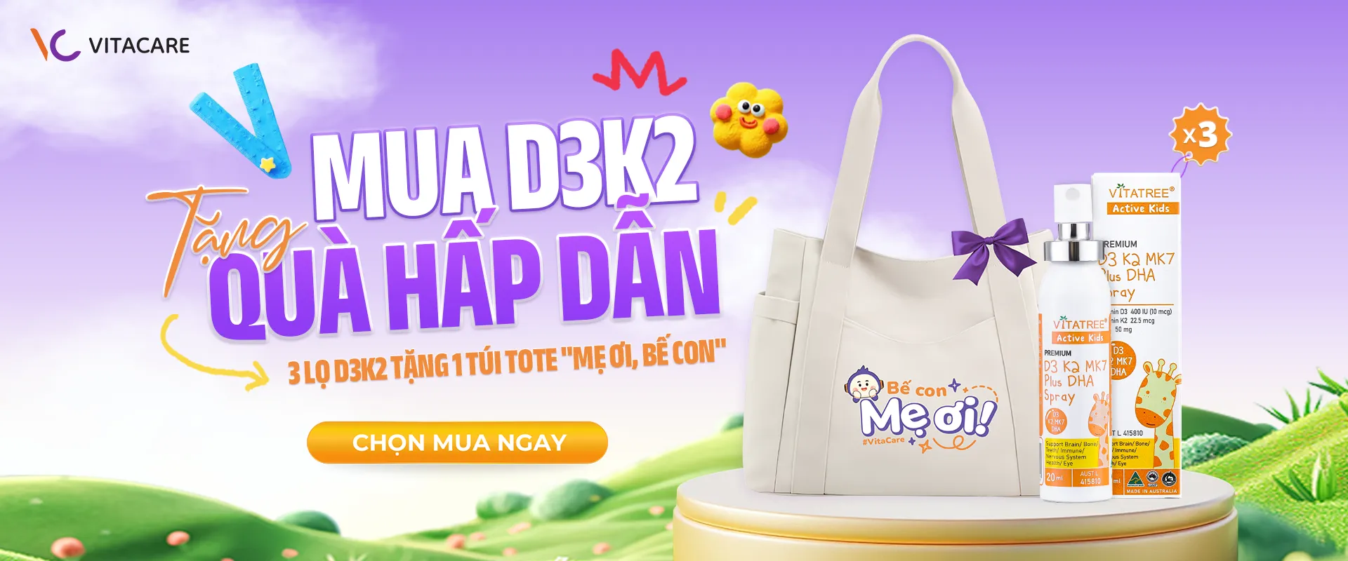 Banner mua D3K2 tặng quà  