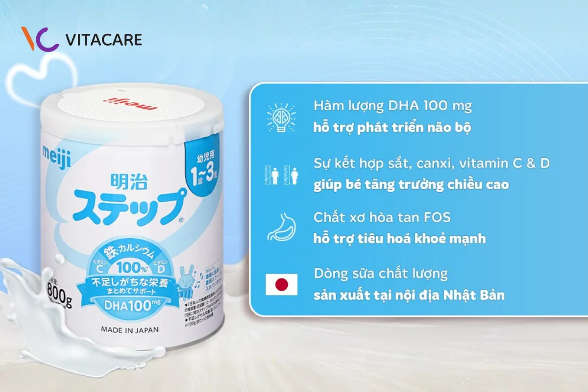 Sữa Meiji được thiết kế với công thức gần giống sữa mẹ, phù hợp với thể trạng trẻ em Á Đông