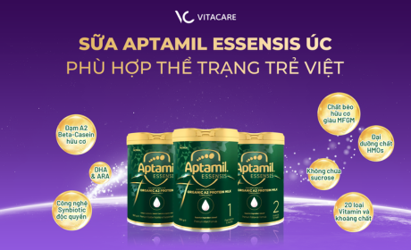 Sữa Aptamil Essensis Úc: Hữu cơ A2 giúp bé tiêu hóa khỏe, lớn thông minh