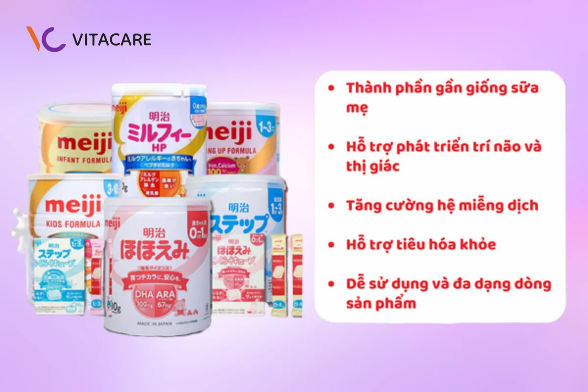Sữa công thức tốt cho hệ tiêu hóa Meiji từ Nhật Bản Sữa công thức tốt cho hệ tiêu hóa Meiji từ Nhật Bản