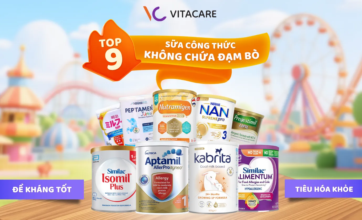 Top 9 sữa công thức không chứa đạm bò cho bé dị ứng an toàn
