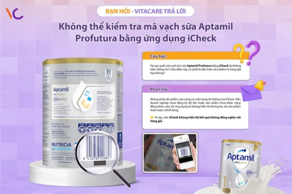 Kiểm tr mã vạch sữa Aptamil chính hãng bằng ứng dung ICheck