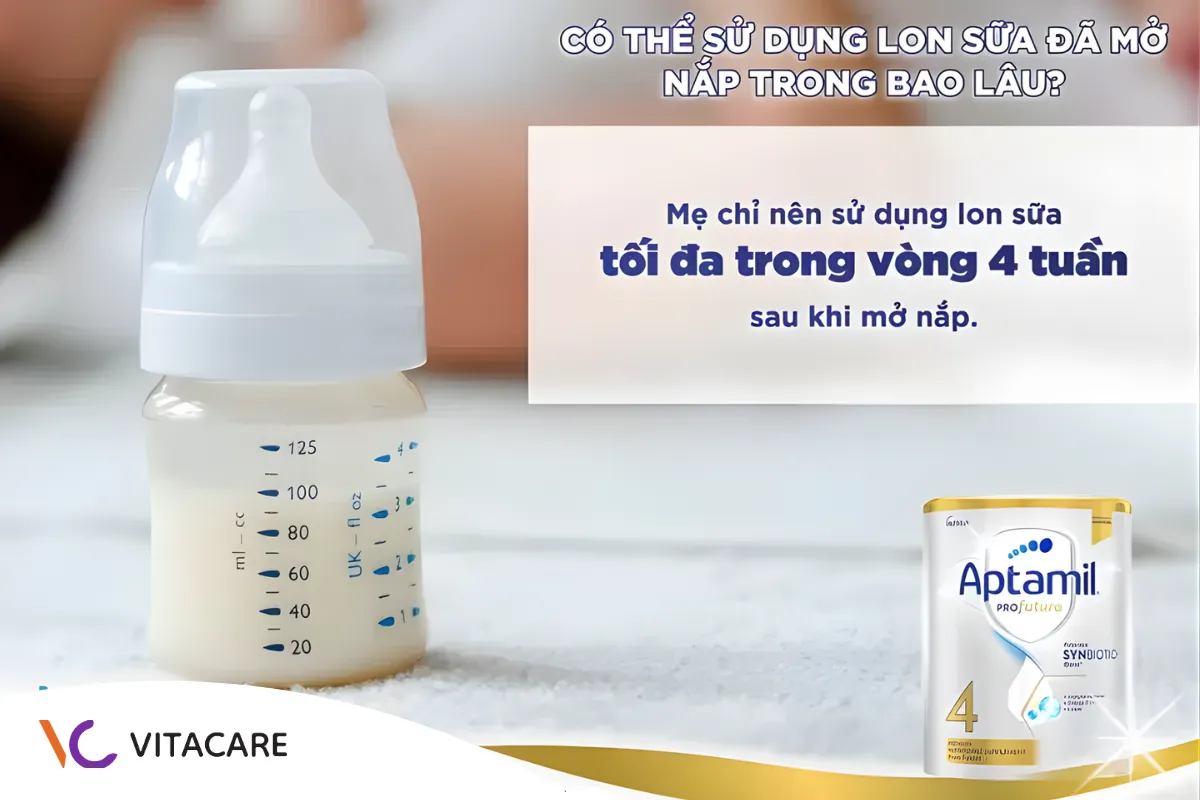 Sữa Aptamil Úc đã mở chỉ sử dụng tối đa trong vòng 4 tuần Sữa Aptamil Úc đã mở chỉ sử dụng tối đa trong vòng 4 tuần