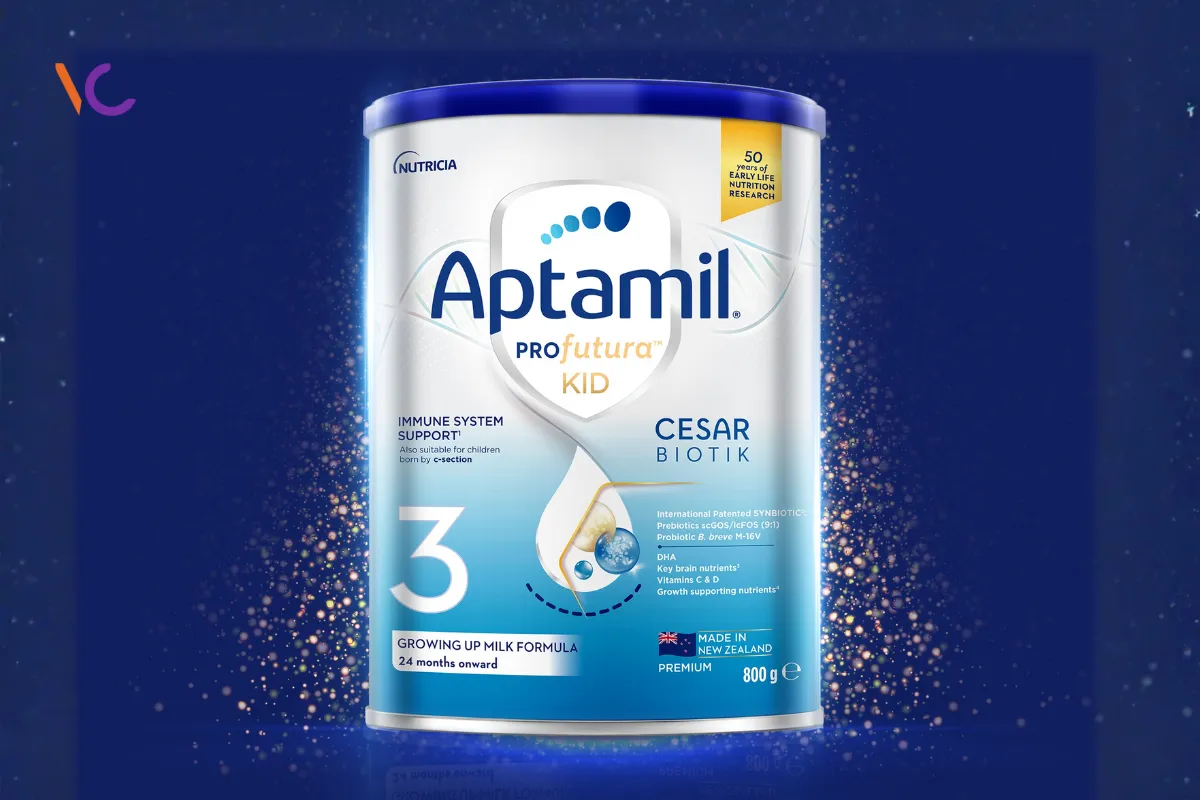 Aptamil nổi bật nhờ Synbiotic GOS/FOS, vị nhạt, công thức thân thiện đường ruột