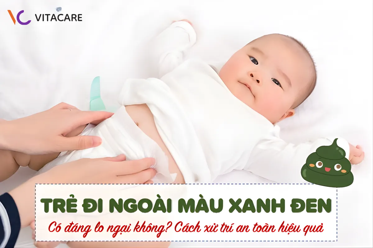 Trẻ uống sữa công thức đi ngoài màu xanh