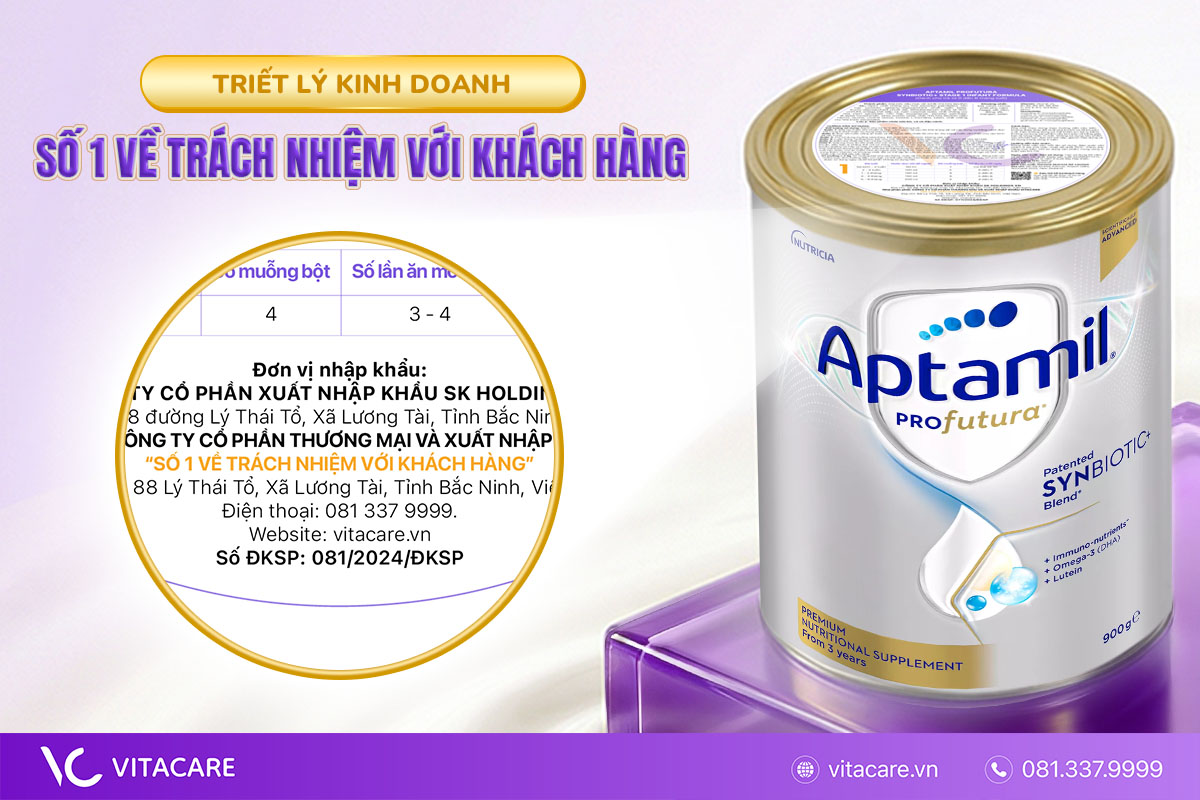 Tem nhãn phụ VitaCare có thông điệp rõ ràng