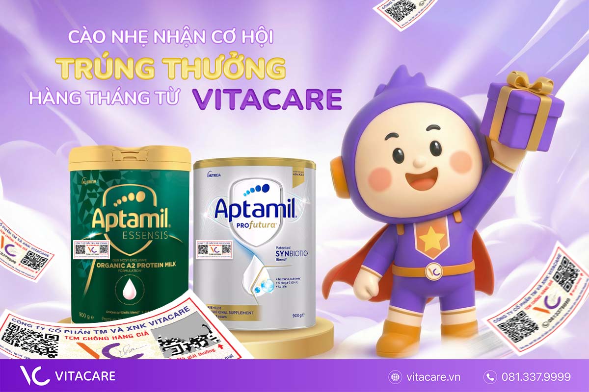 Tem chống giả VitaCare tích hợp mã số dự thưởng, nhận quà khủng