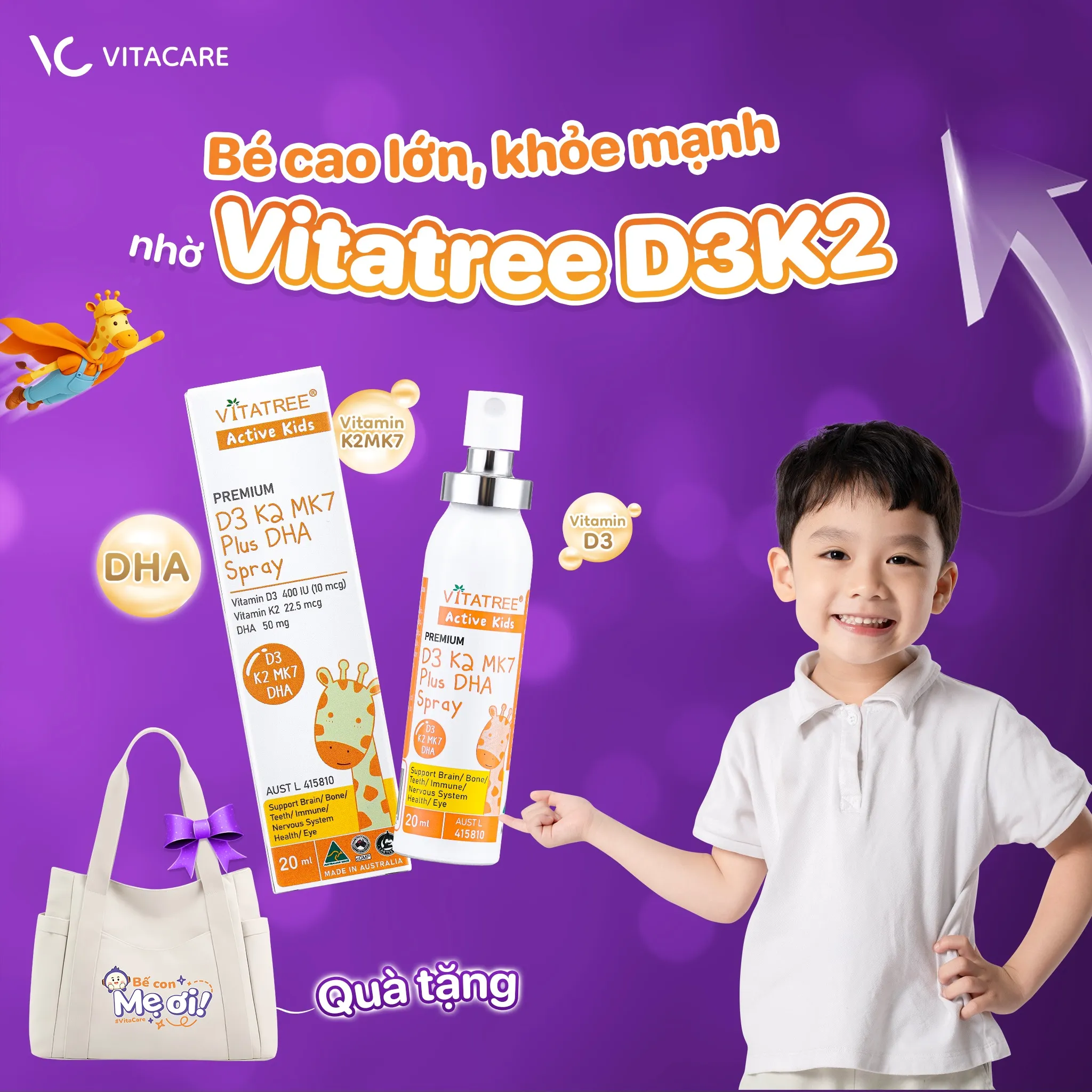 Vì sao Vitatree D3K2 Plus DHA do VitaCare phân phối được tin chọn?
