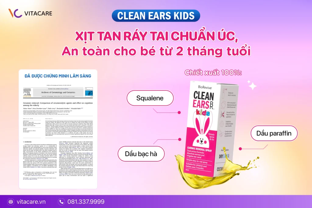 Xịt ráy tai chuẩn Úc, an toàn cho bé từ 2 tháng tuổi