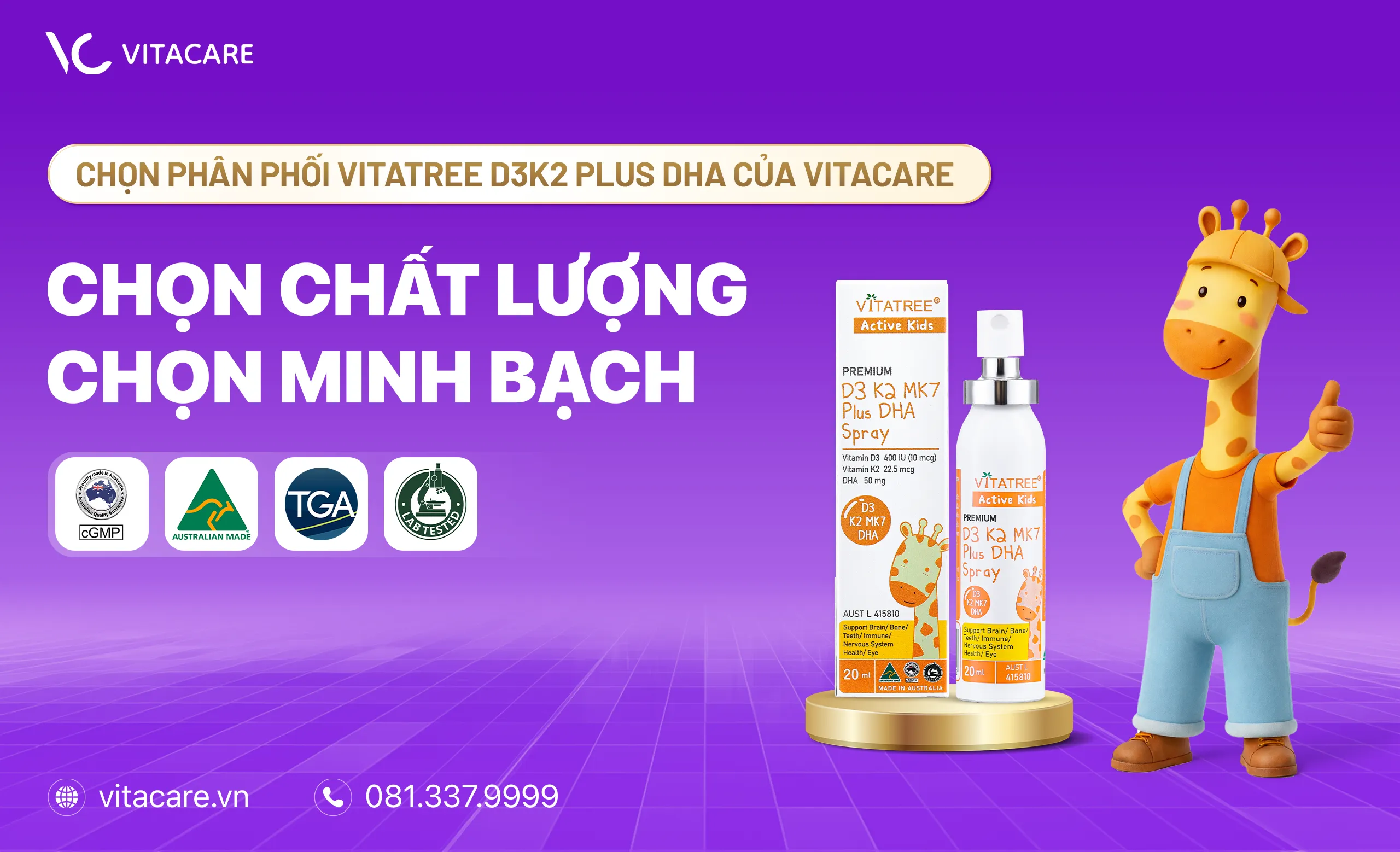 Tại sao nên chọn Vitatree 𝐃𝟑𝐊𝟐 𝐩𝐥𝐮𝐬 𝐃𝐇𝐀 do VitaCare phân phối