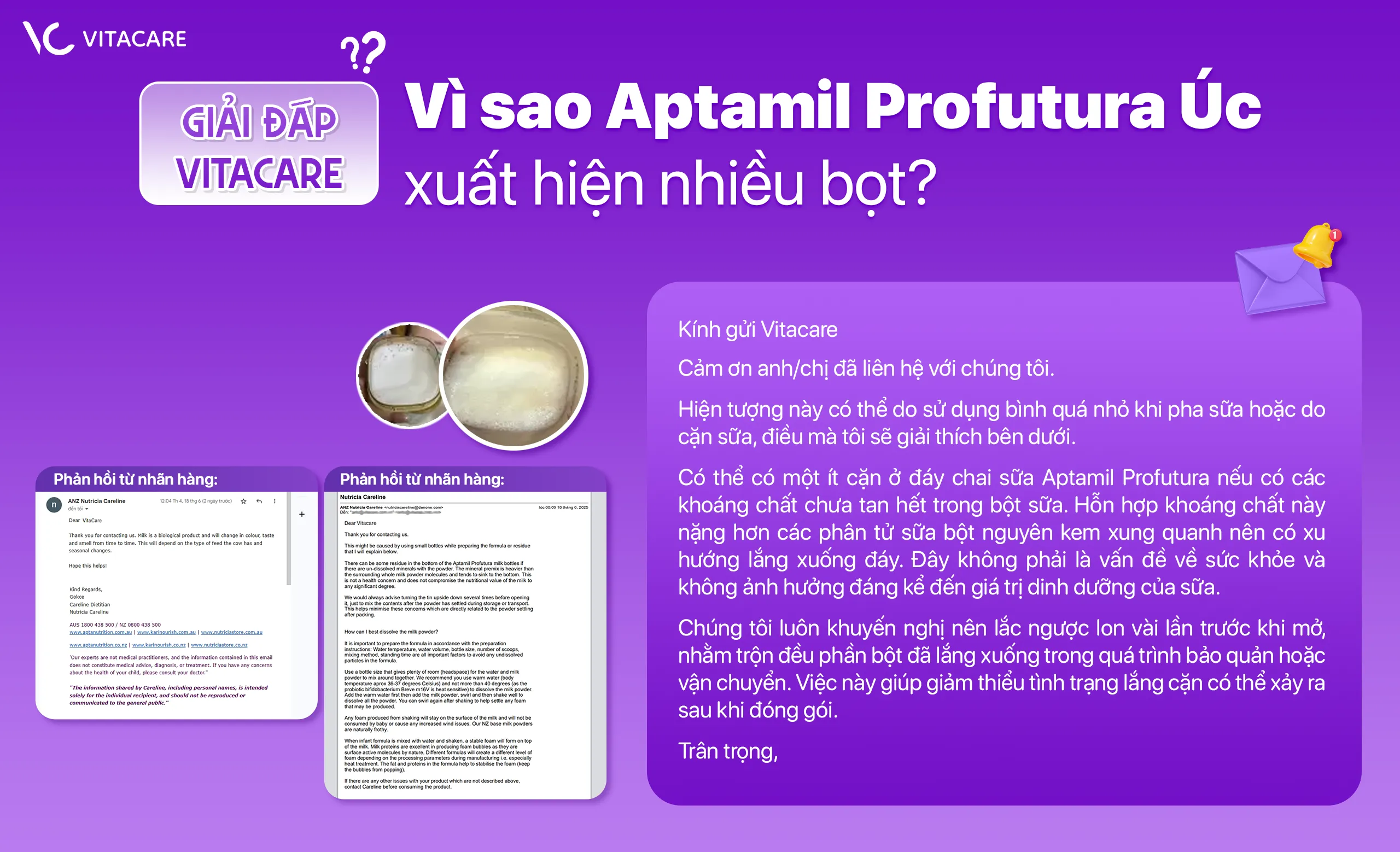 Vì sao Aptamil Profutura Úc xuất hiện nhiều bọt