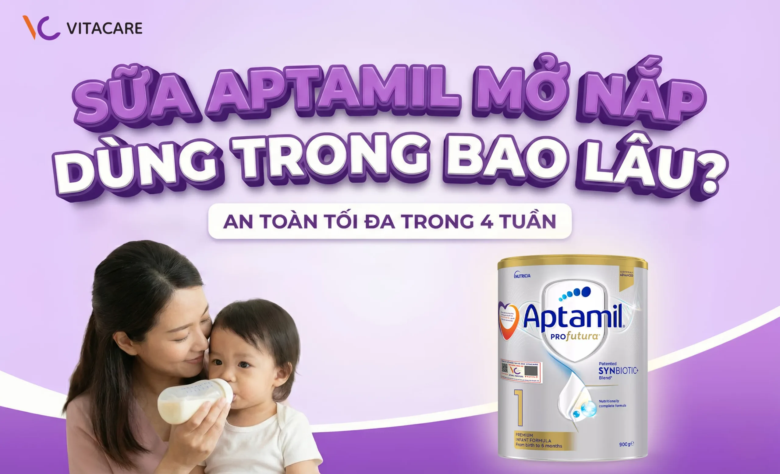 Sữa Aptamil mở nắp dùng trong bao lâu