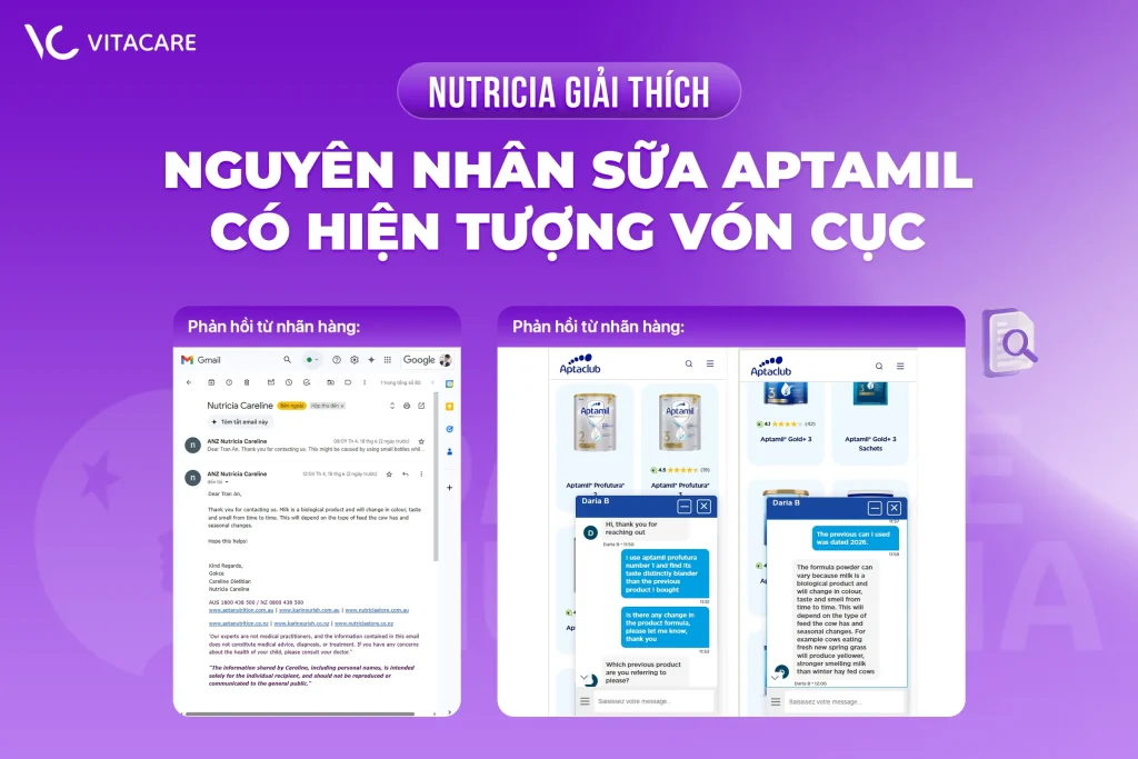 Nutricia giải thích nguyên nhân sữa Aptamil có hiện tượng vón cục