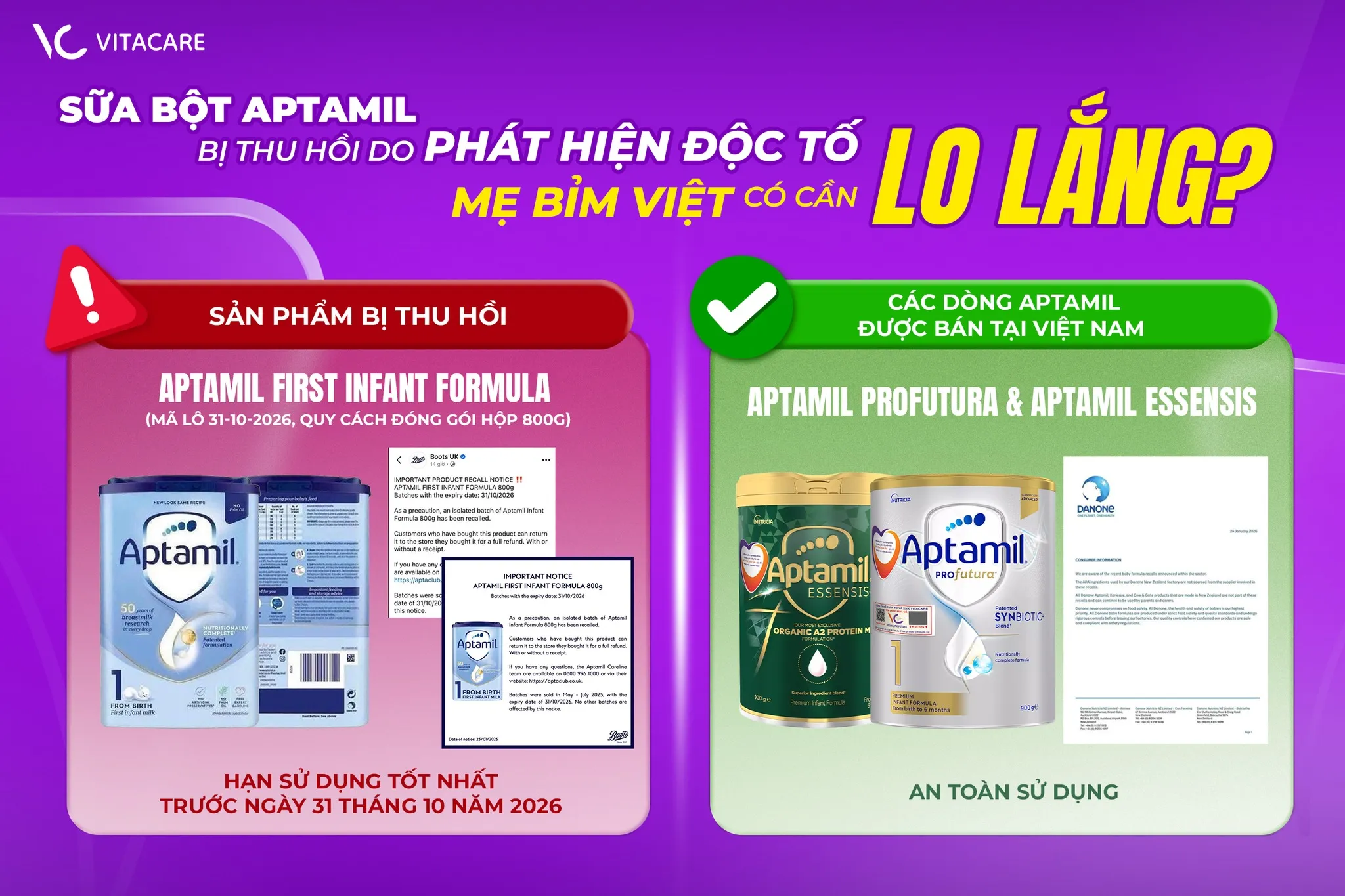 Đính chính vụ việc Aptamil bị thu hồi