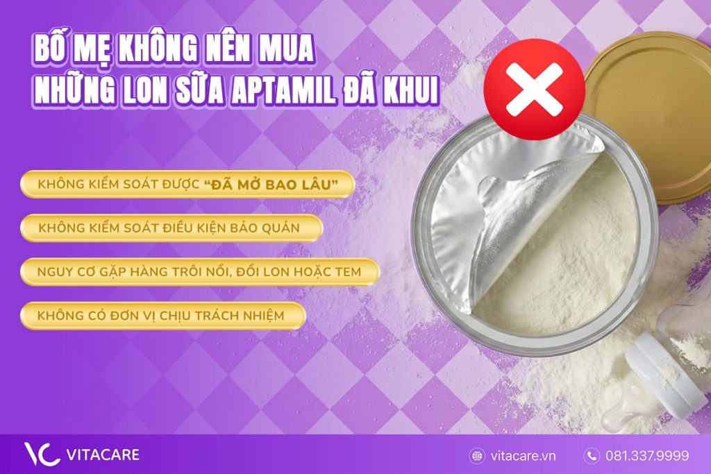 Bố mẹ không nên mua những lon sữa Aptamil đã khui